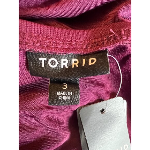 Torrid Cranberry Jersey Gown Ruched Off Shoulder Maxi Dress Plus Size 3 Evening - Picture 5 of 14